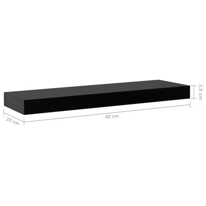 Prateleiras de parede suspensas 2 pcs 40x20x3,8 cm preto