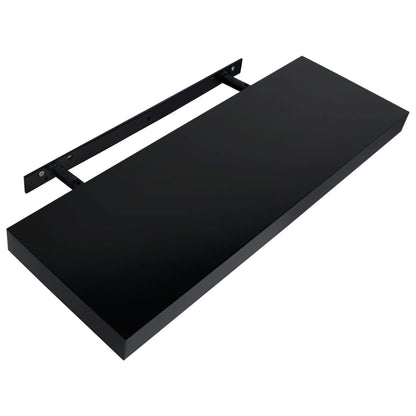 Prateleiras de parede suspensas 2 pcs 60x20x3,8 cm preto