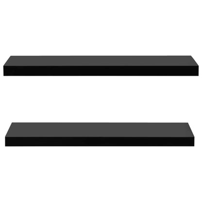 Prateleiras de parede suspensas 2 pcs 100x20x3,8 cm preto