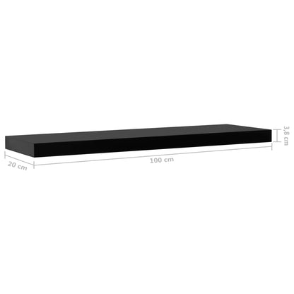 Prateleiras de parede suspensas 2 pcs 100x20x3,8 cm preto