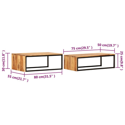 Mesas de encastrar 2 pcs madeira de sheesham maciça