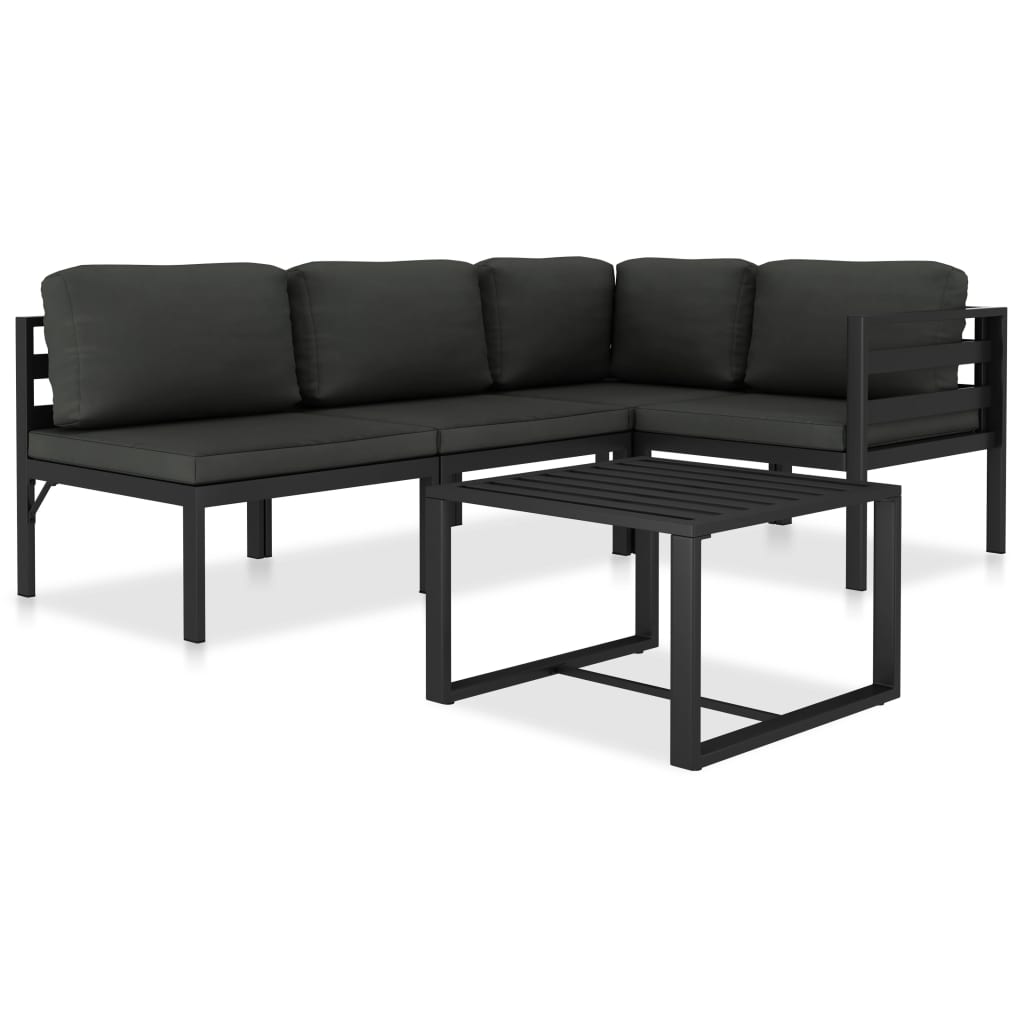 5 pcs conjunto lounge jardim com almofadões alumínio antracite