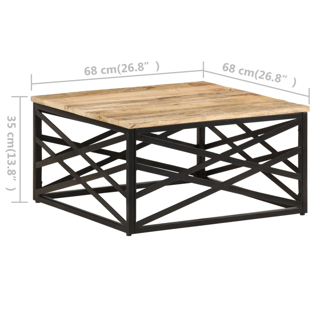 Mesa de centro 68x68x35 cm madeira de mangueira maciça