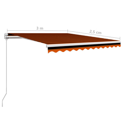 Toldo retrátil manual 300x250 cm laranja e castanho