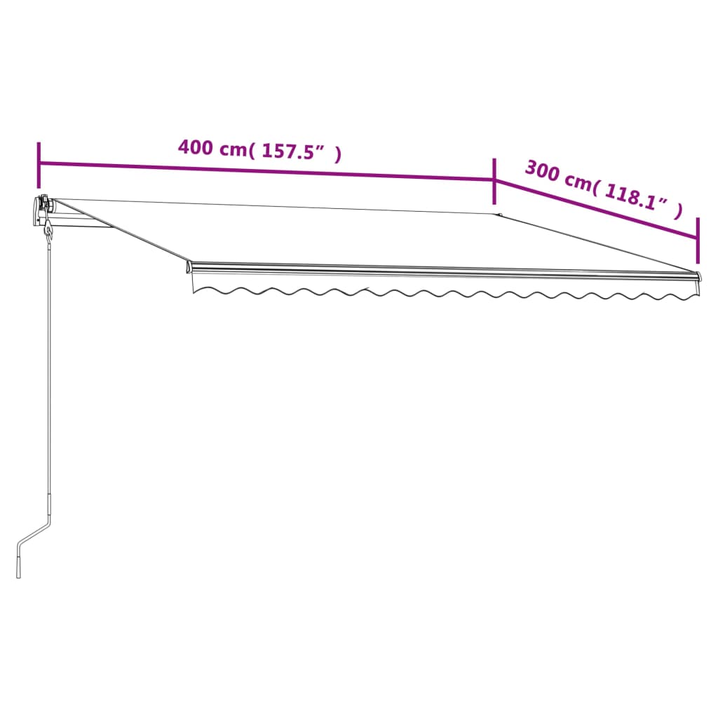 Toldo retrátil automático 400x300 cm amarelo e branco