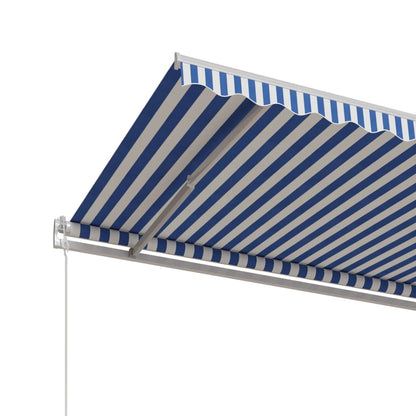 Toldo retrátil automático 600x300 cm azul e branco