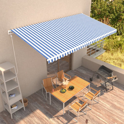 Toldo retrátil automático 600x300 cm azul e branco