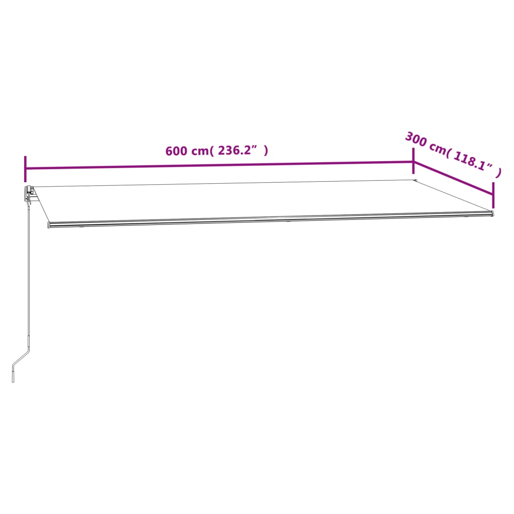 Toldo retrátil automático 600x300 cm laranja e castanho