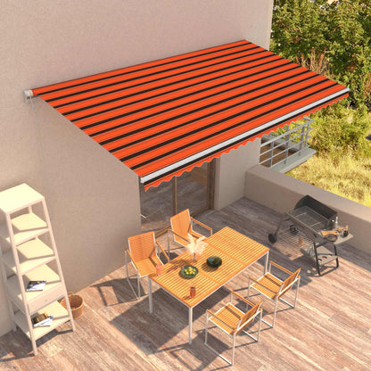 Toldo retrátil automático 600x300 cm laranja e castanho