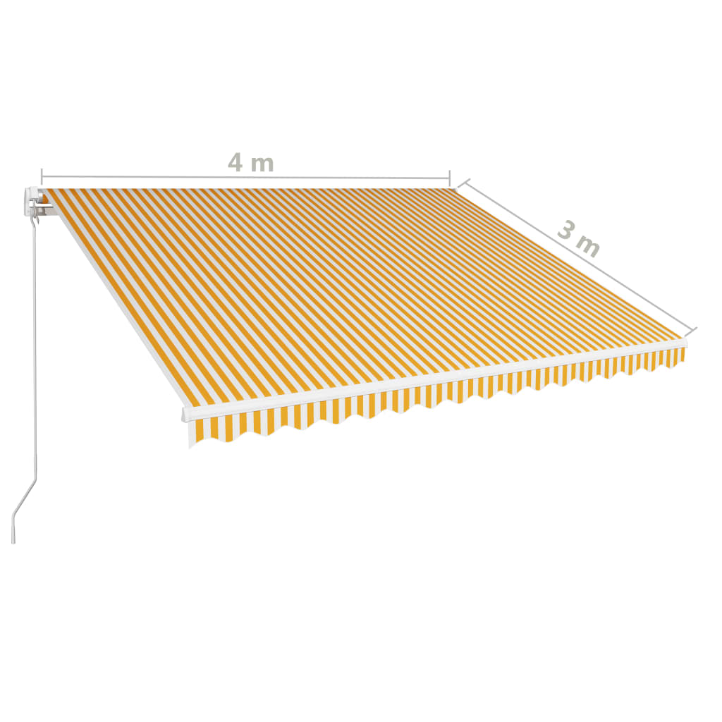 Toldo retrátil manual 400x300 cm amarelo e branco