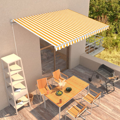 Toldo retrátil manual 400x300 cm amarelo e branco