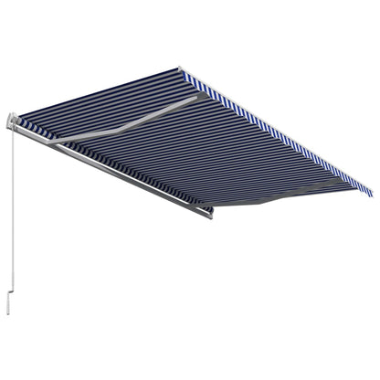 Toldo retrátil manual 450x300 cm azul e branco