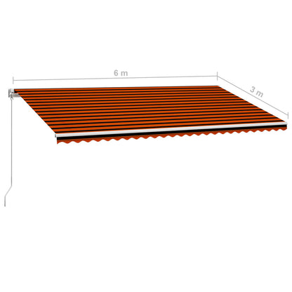 Toldo retrátil manual 600x300 cm laranja e castanho