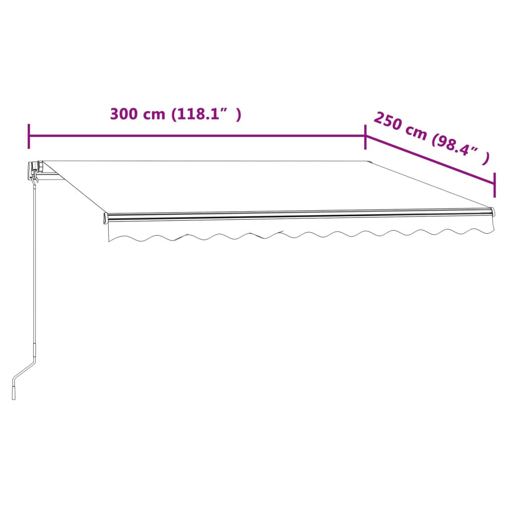 Toldo retrátil automático 350x250 cm laranja e castanho