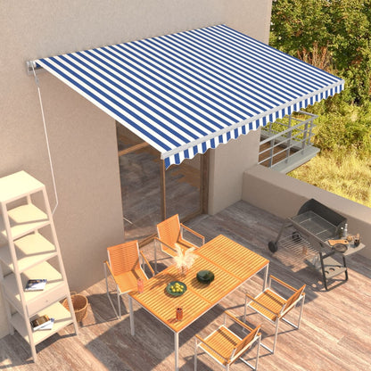 Toldo retrátil automático 450x300 cm azul e branco