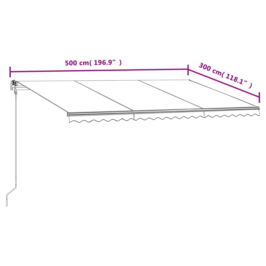 Toldo retrátil automático 500x300 cm azul e branco