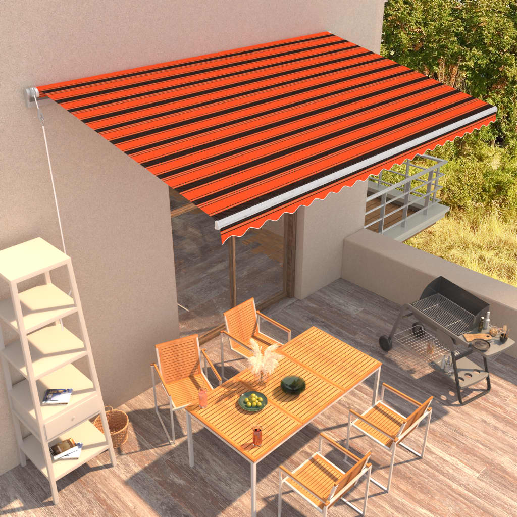 Toldo retrátil automático 500x300 cm laranja e castanho