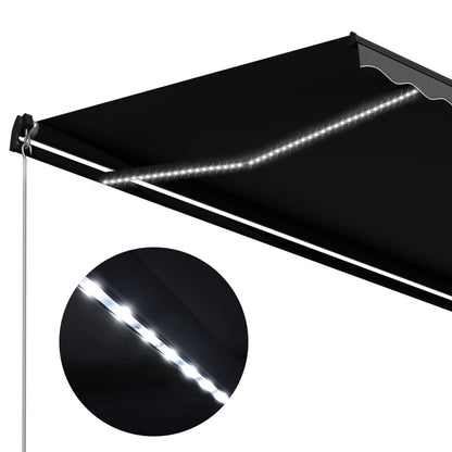 Toldo retrátil manual c/ LED 300x250 cm antracite