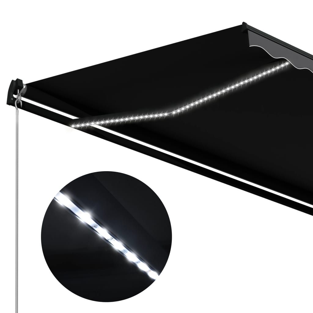 Toldo retrátil manual c/ LED 350x250 cm antracite