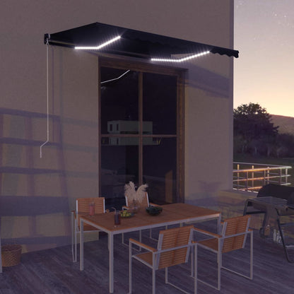 Toldo retrátil manual c/ LED 350x250 cm antracite