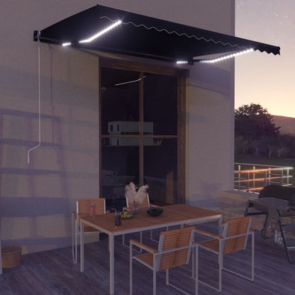 Toldo retrátil manual c/ LED 450x300 cm antracite