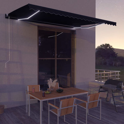 Toldo retrátil manual com LED 500x300 cm antracite