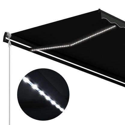 Toldo retrátil com sensor de vento e LED 500x300 cm antracite