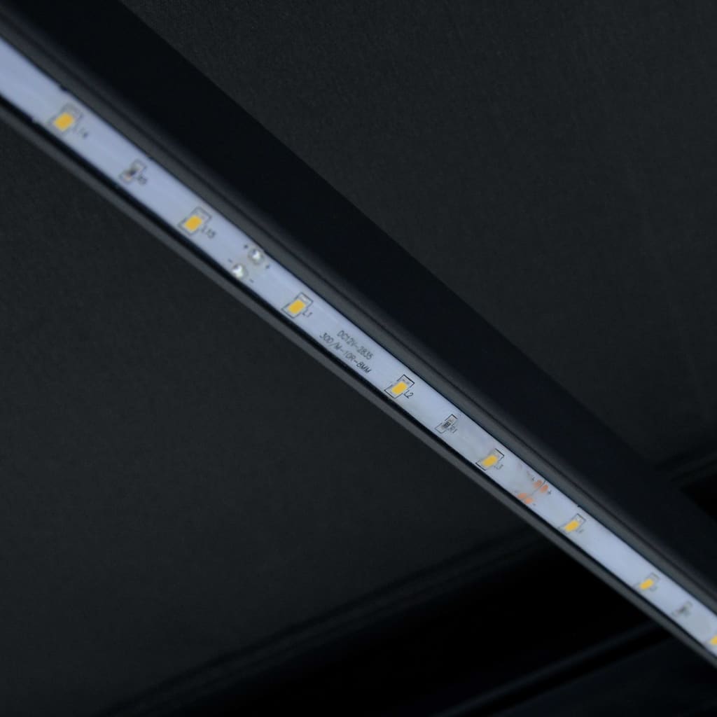 Toldo retrátil com sensor de vento e LED 500x300 cm antracite