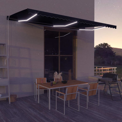 Toldo retrátil com sensor de vento e LED 500x300 cm antracite