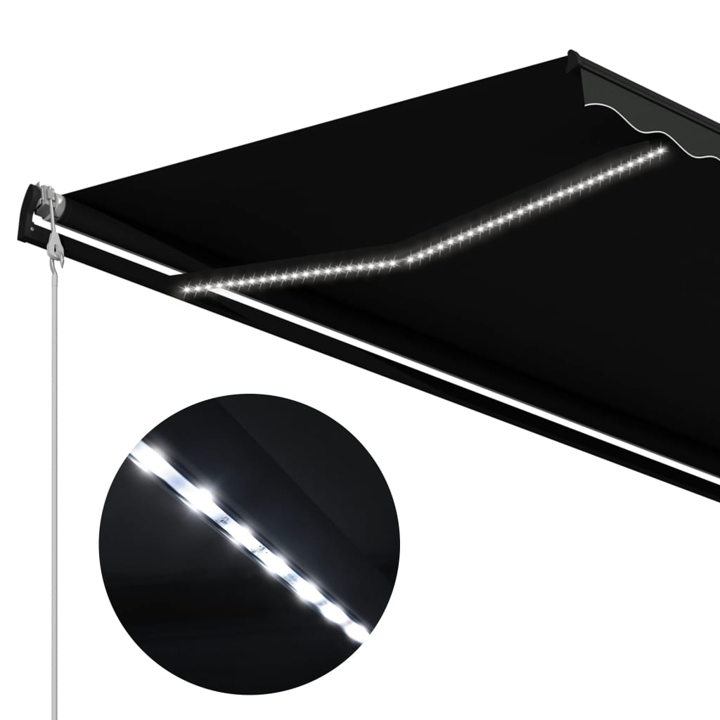 Toldo retrátil com sensor de vento e LED 600x300 cm antracite