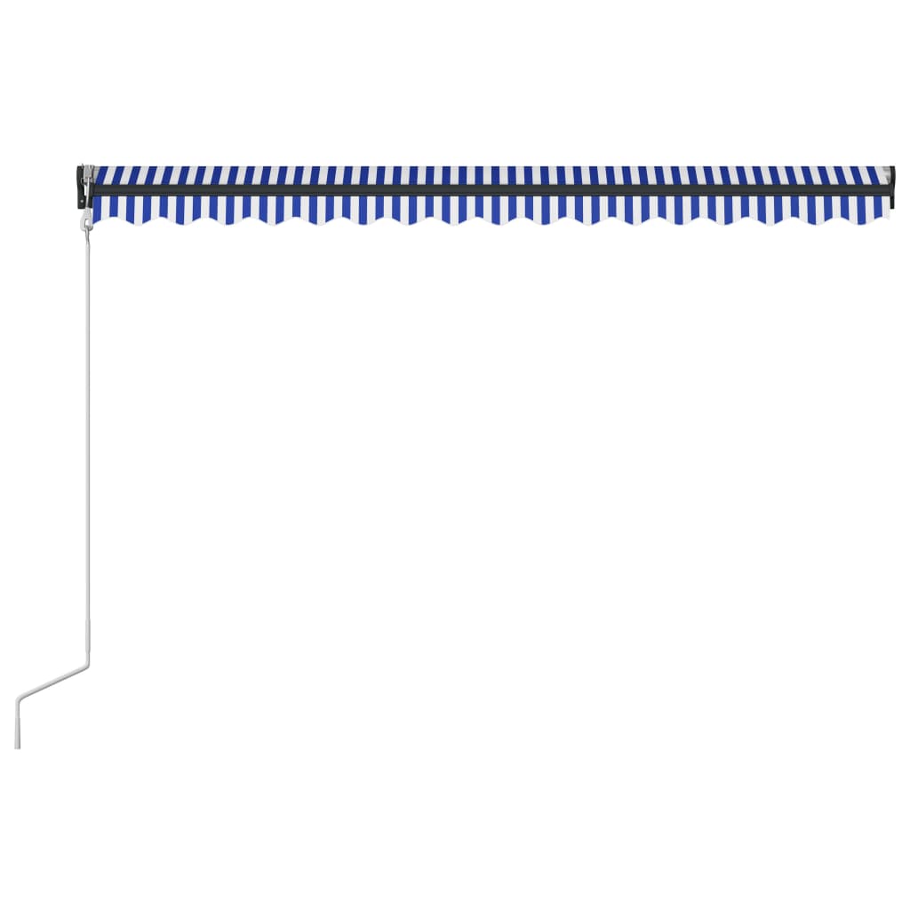 Toldo com sensor de vento e LED 350x250 cm azul e branco