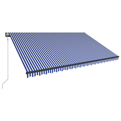 Toldo com sensor de vento e LED 500x300 cm azul e branco