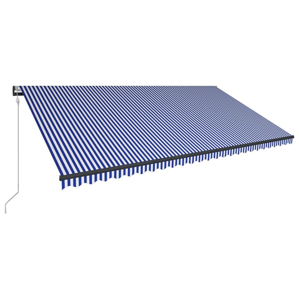 Toldo com sensor de vento e LED 600x300 cm azul e branco