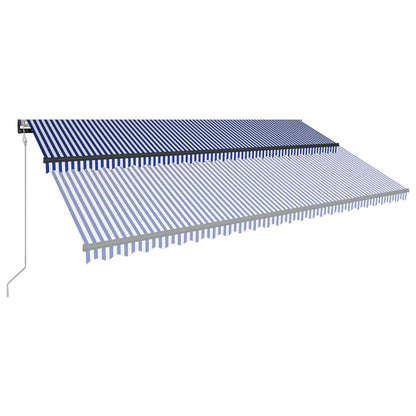 Toldo com sensor de vento e LED 600x300 cm azul e branco