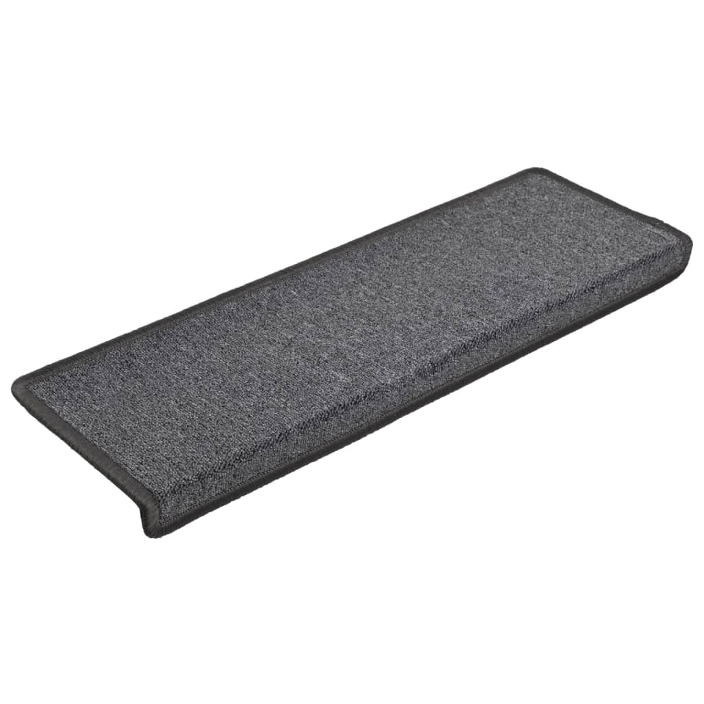 Tapete/carpete para escadas 15 pcs 65x21x4 cm cinzento-escuro