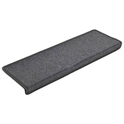 Tapete/carpete para escadas 15 pcs 65x21x4 cm cinzento-escuro