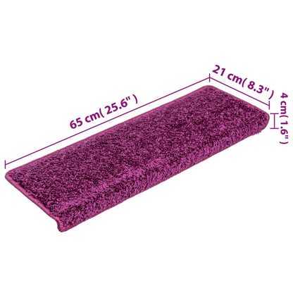 Tapete/carpete para degraus 15 pcs 65x21x4 cm violeta