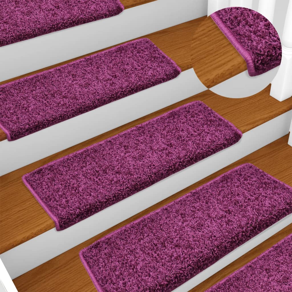 Tapete/carpete para degraus 15 pcs 65x21x4 cm violeta