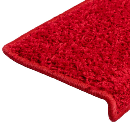 Tapete/carpete para degraus 15 pcs 65x21x4 cm vermelho