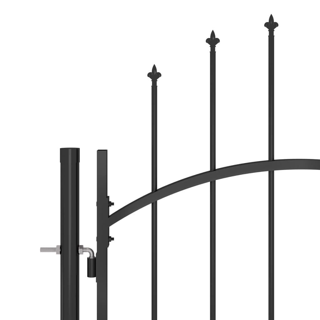 Portão p/ cerca de jardim com topo em lanças 5x2,25 m aço preto