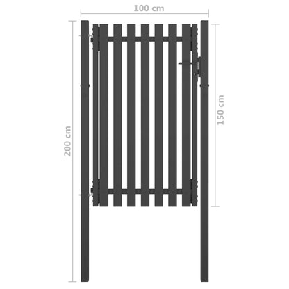 Portão de cerca para jardim 1x2 m aço antracite