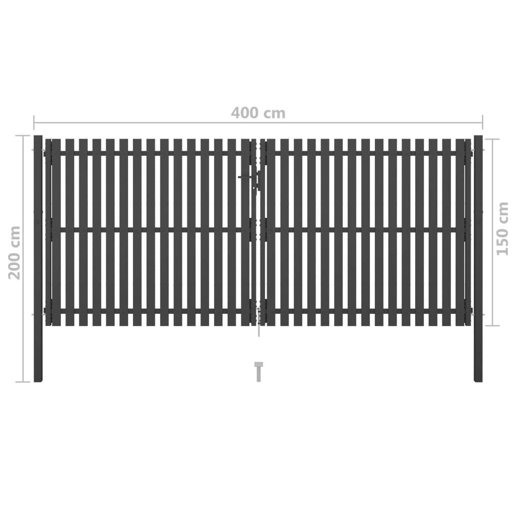 Portão de cerca para jardim 4x2 m aço antracite