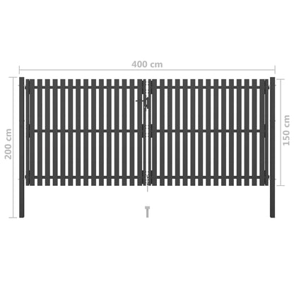 Portão de cerca para jardim 4x2 m aço antracite