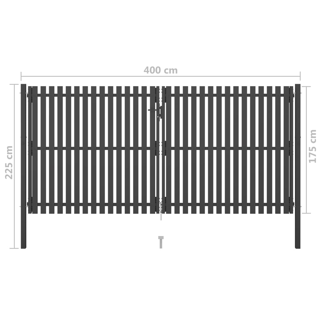 Portão de cerca para jardim 4x2,25 m aço antracite