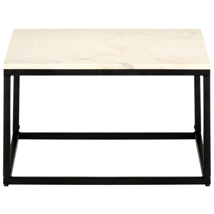 Mesa centro 60x60x35cm pedra genuína textura mármore branco