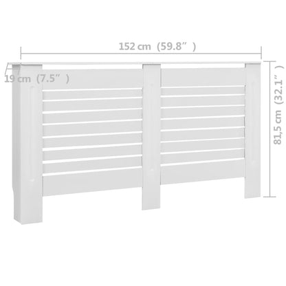 Coberturas de radiador 2 pcs 152x19x81,5 cm MDF branco