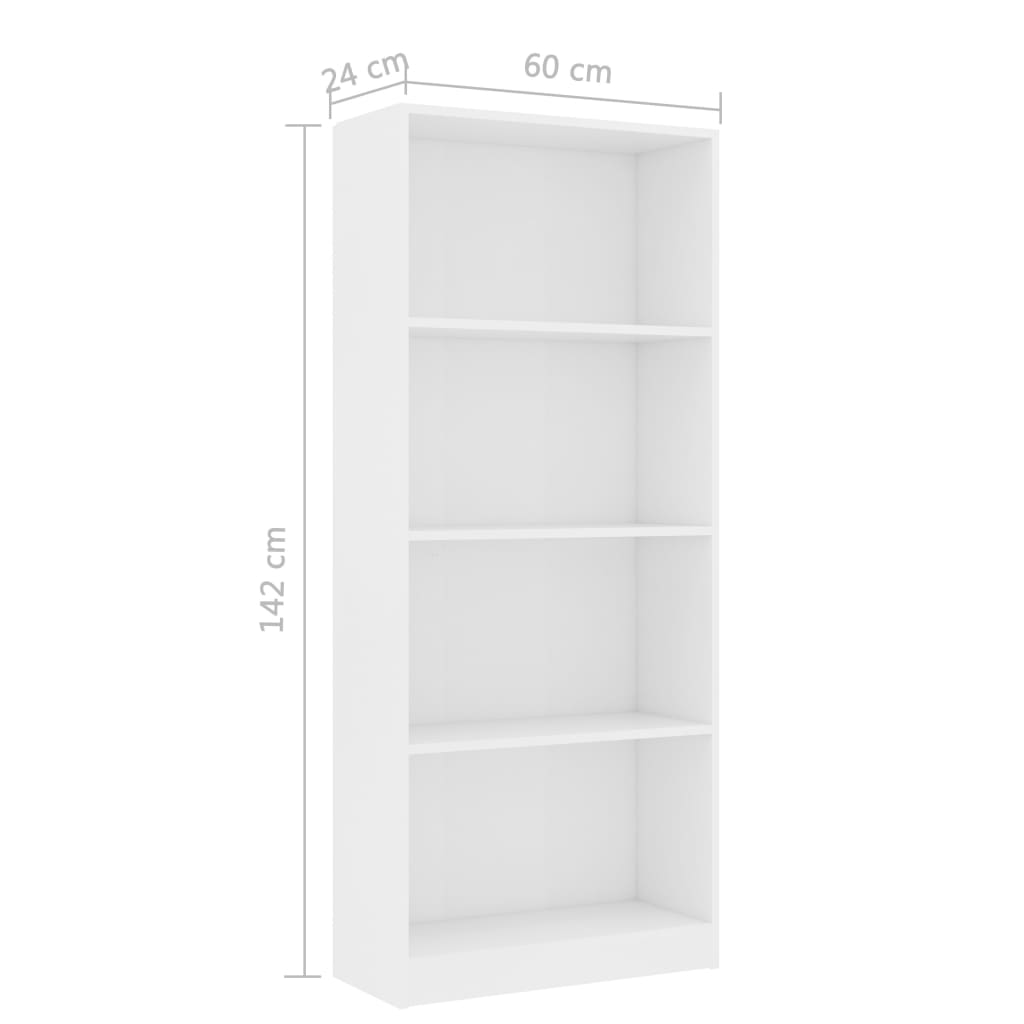 Estante com 4 prateleiras 60x24x142 cm contraplacado branco