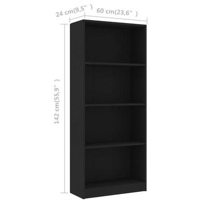 Estante com 4 prateleiras 60x24x142 cm contraplacado preto