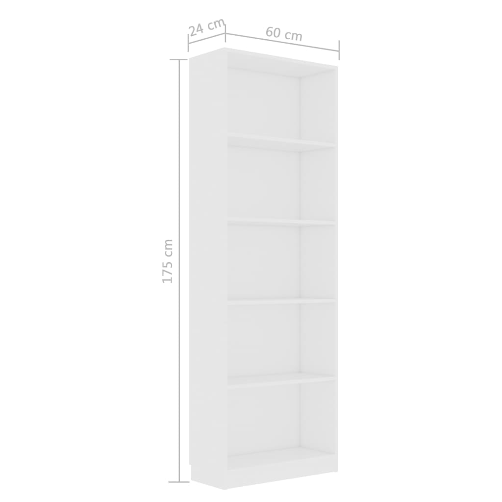 Estante com 5 prateleiras 60x24x175 cm contraplacado branco