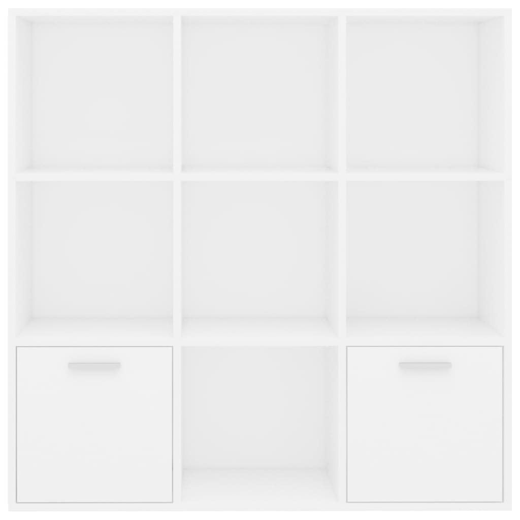 Estante Anaís - Com 7 Compartimentos e 2 Portas - Cor Branco - 98x30x98 cm -Em Aglomerado - Design Moderno